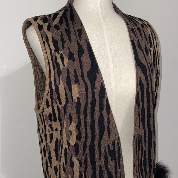 Kobi Halperin Ginnette Fur Trimmed Sweater Vest L - Picture 2 of 11